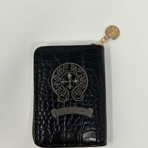 Chrome Hearts Black Croc-Embossed Card Holder